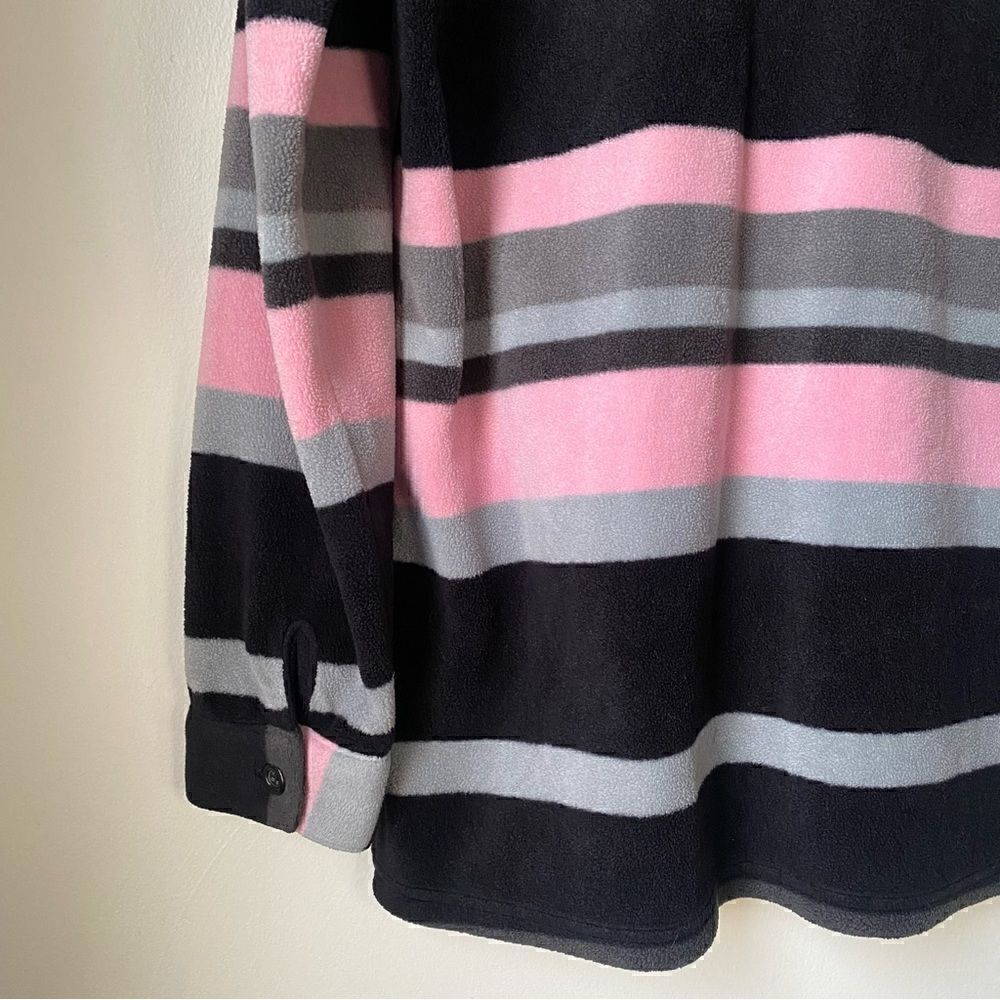 Denim&co striped fleece button down sweater shacket - Picture 6 of 8
